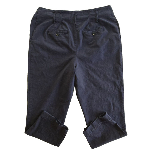 Boden Chinos Womens 18 Dark Blue Button Fly Ankle Pants Casual Preppy Minimalist - Picture 2 of 11